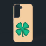 Lucky 4 Leaf Irish Clover tan S22 phone case<br><div class="desc">Lucky 4 Leaf Irish Clover Samsung phone cases are a great way to show 'your Irish' and great items for St. Patrick's Day or any day. Lucky 4 Leaf Irish Clover is Steamy Raimon original art and the 1st 4-leaf clover design for sale ever on www anywhere.</div>