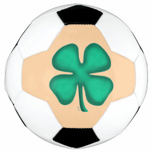 Lucky 4 Leaf Irish Clover tan soccer ball