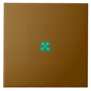 Lucky 4 Leaf Irish Clover tiny brown large tile