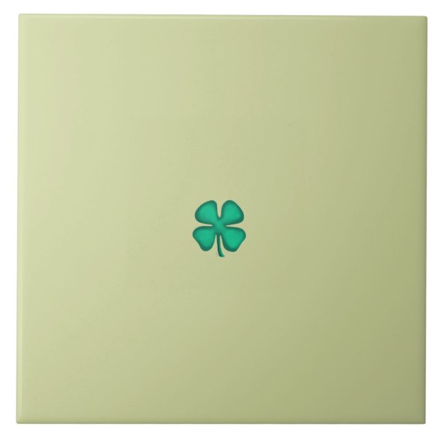 Lucky 4 Leaf Irish Clover tiny lt green large tile (Front)