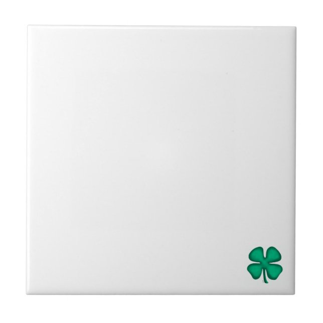 Lucky 4 Leaf Irish Clover tiny white small tile (Front)
