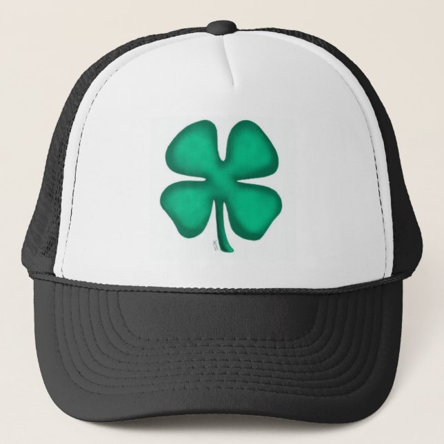Lucky 4 Leaf Irish Clover trucker hat (Front)