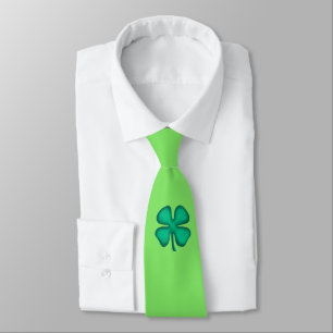 Lucky 4 Leaf Irish Clover very green necktie