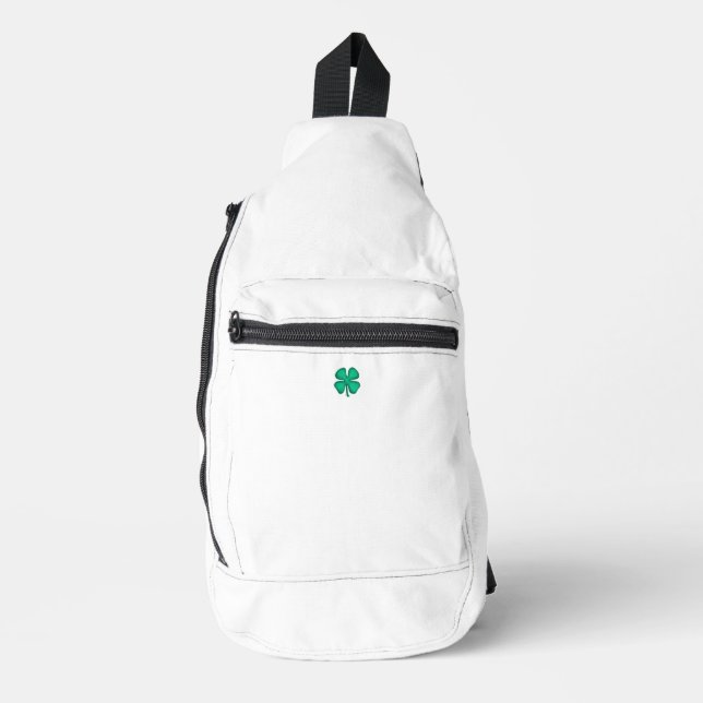 Lucky 4 Leaf Irish Clover white backpack (Front)