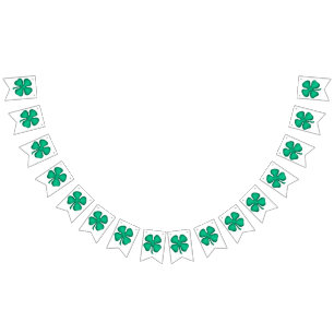 Lucky 4 Leaf Irish Clover white bunting banner