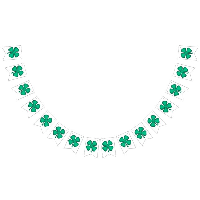 Lucky 4 Leaf Irish Clover white bunting banner (All)