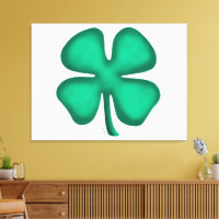 Lucky 4 Leaf Irish Clover white canvas print