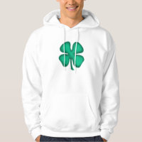 Lucky 4 Leaf Irish Clover white hooded sweatshirt