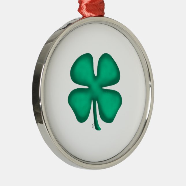 Lucky 4 Leaf Irish Clover white r premium ornament (Right)