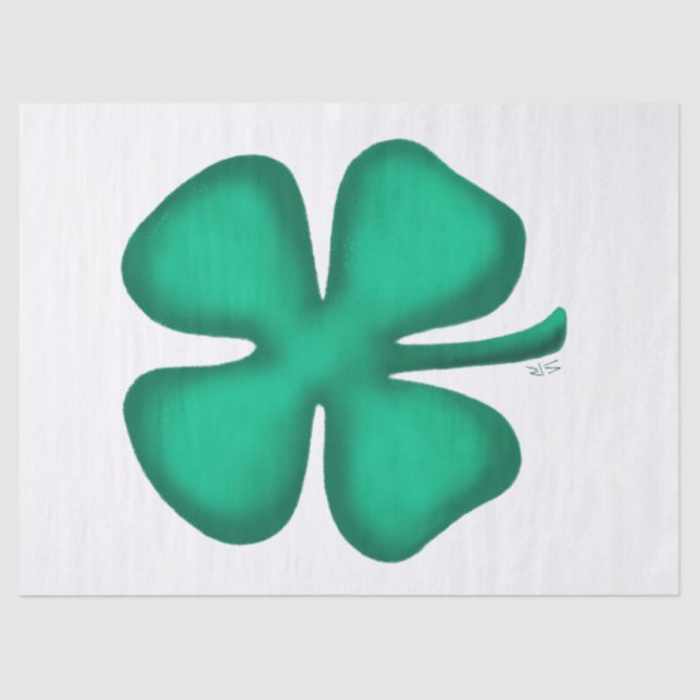 Lucky 4 Leaf Irish Clover white tissue paper (Front)