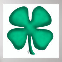 Lucky 4 Leaf Irish Clover white value matte poster
