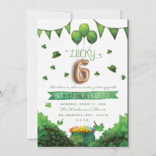 Lucky 6 Patrick's Day Birthday Party Invitations