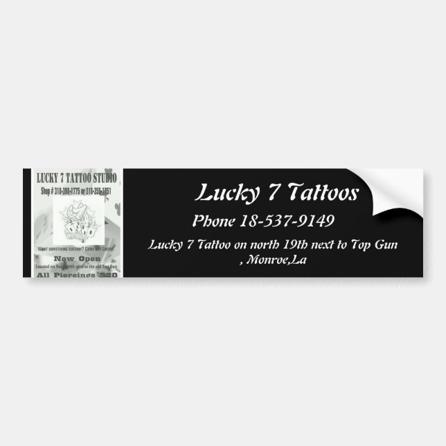 Lucky 7 Tattoos  bumper sticker (Front)