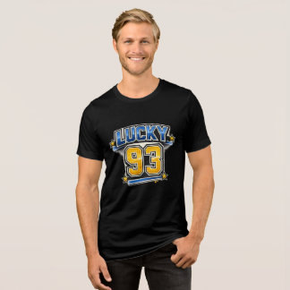 Lucky 93 Retro Sports Number T-Shirt | Vintage Luc Tri-Blend Shirt