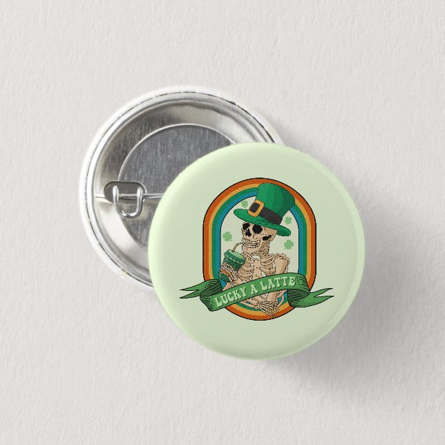 Lucky A Latte 3 Cm Round Badge (Front & Back)