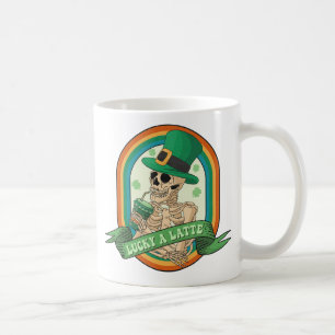 Lucky A Latte - Skeleton, Coffee and Clovers Mug