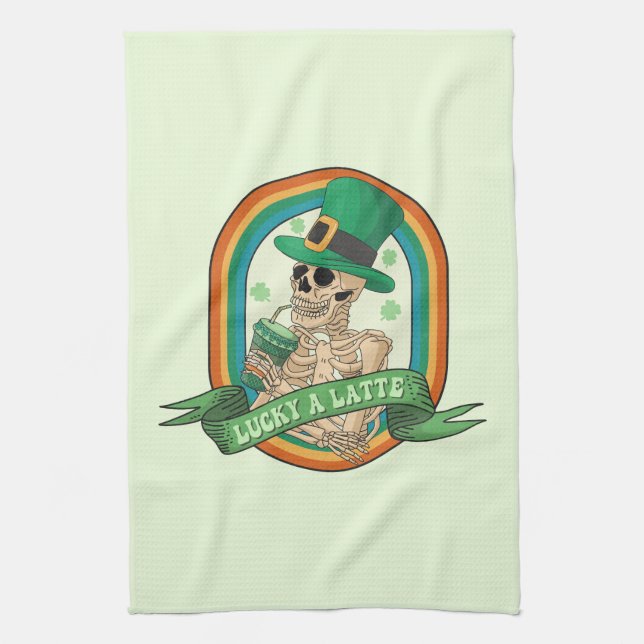 Lucky A Latte Tea Towel (Vertical)