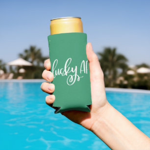 Lucky AF Cute St Patricks Day Irish Quote Seltzer Can Cooler