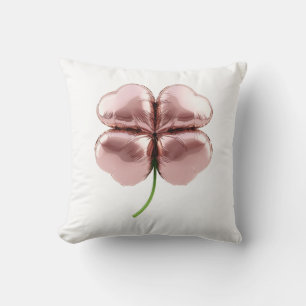 Lucky Air – Four-Leaf Clover Balloon in Rose Gold Cushion