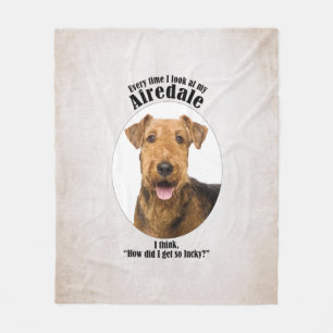 Lucky Airedale Fleece Blanket