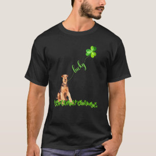 Lucky Airedale Terrier Dog Shamrock St Patrick's D T-Shirt