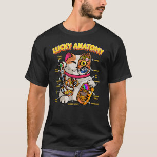 Lucky Anatomy Funny Maneki Neko Lucky Cat Anatomy T-Shirt