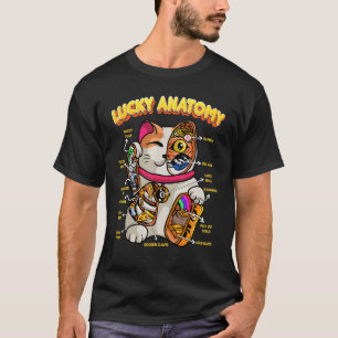 Lucky Anatomy Maneki Neko Lucky Cat Anatomy Kitty T-Shirt
