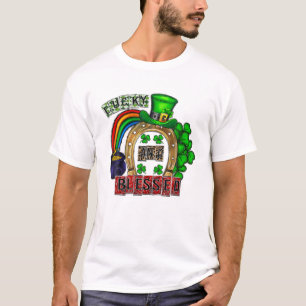Lucky And Blessed Horseshoe Leopard St Patrick' Da T-Shirt