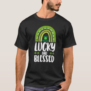 Lucky And Blessed  Women St Patrick's Day Rainbow  T-Shirt