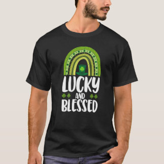 Lucky And Blessed  Women St Patrick's Day Rainbow  T-Shirt