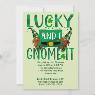 Lucky and I Gnome It St Patricks Day Party Invite