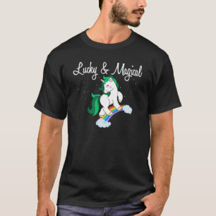 Lucky And Magical Colourful Unicorn Rainbow St Pat T-Shirt