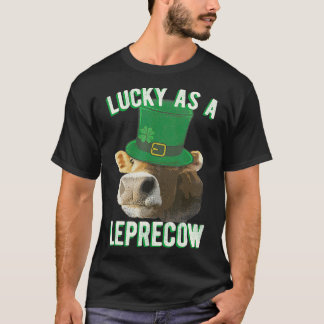 Lucky As A Leprecow Cute Cow MashUp St Paddys  T-Shirt