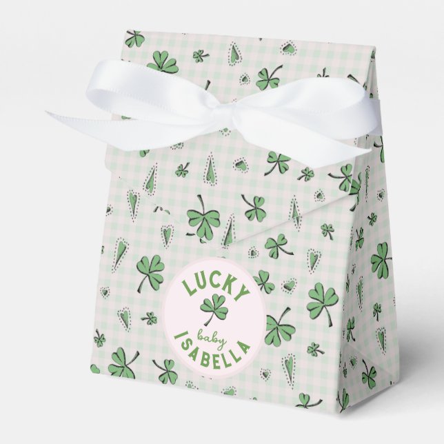 Lucky Baby Pink and Green St Paddys  Favour Box (Front Side)