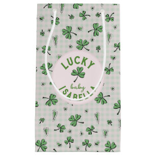 Lucky Baby Pink and Green St Paddys  Small Gift Bag