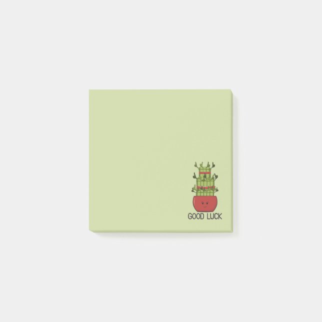 Lucky Bamboo Plant with Greeting Post-it Notes (Front)