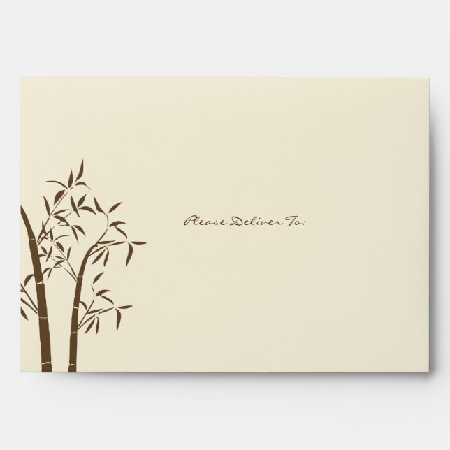 Lucky Bamboo Wedding - A7 Envelope - Brown (Front)