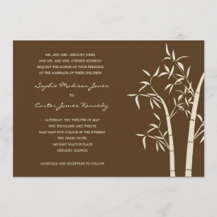 Lucky Bamboo Wedding Invitation - Brown