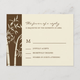Lucky Bamboo Wedding RSVP Card - Brown