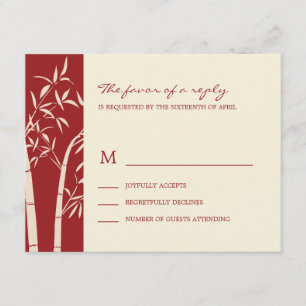 Lucky Bamboo Wedding RSVP Card - Red