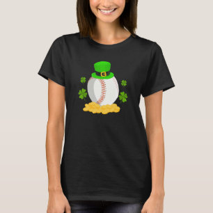 Lucky Baseball Leprechaun Hat Pile Golden Coins Ir T-Shirt