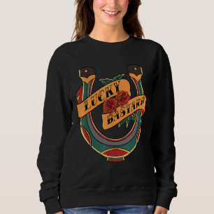Lucky Bastard Horseshoe  Roses  Lejits  Fighting   Sweatshirt