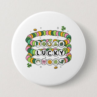 Lucky Beaded Bracelet St. Patrick’s Day Design 7.5 Cm Round Badge
