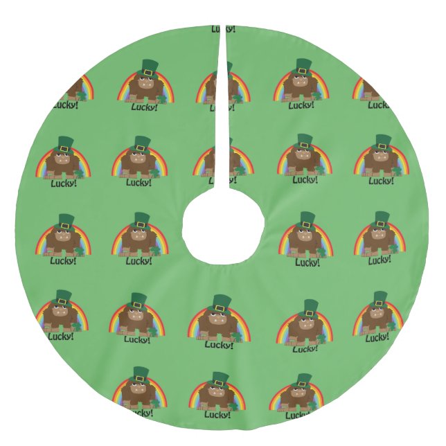 Lucky Bigfoot Leprechaun Brushed Polyester Tree Skirt (Front)