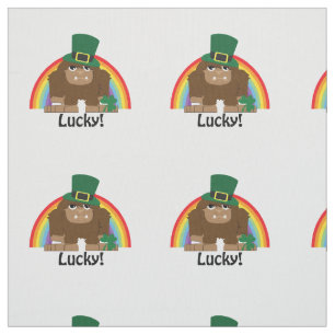 Lucky Bigfoot Leprechaun Fabric