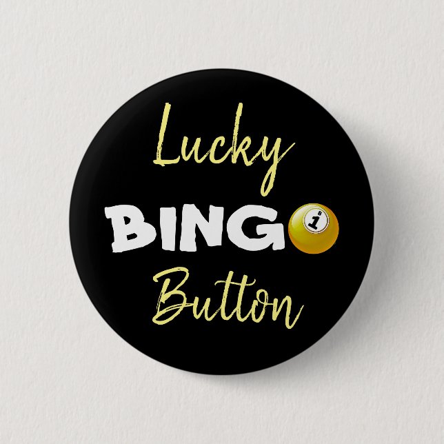 Lucky BINGO Button Black and Yellow (Front)