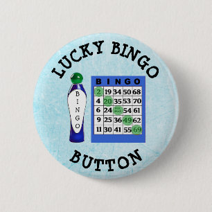 Lucky BINGO Button Blue Cards Button