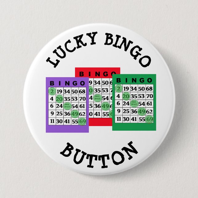 Lucky BINGO Button with Bingo cards (Front)