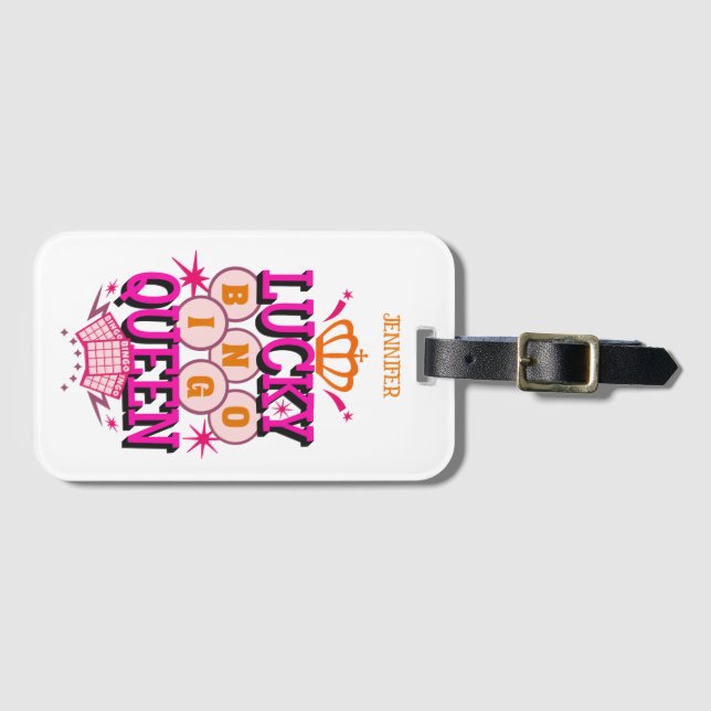 Lucky Bingo Queen /editable name Luggage Tag (Front Horizontal)