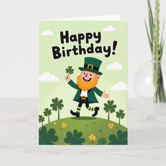 Lucky Birthday Leprechaun Card (Front)